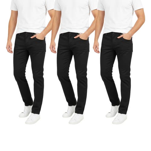 Benben Mens 3 Pack Chinos Slim Fit Stretch Pants In Black
