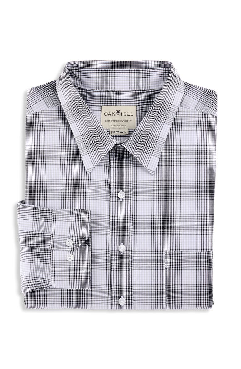 Oak Hill by DXL Plaid Dress Shirt, Main, color, Blk Grey