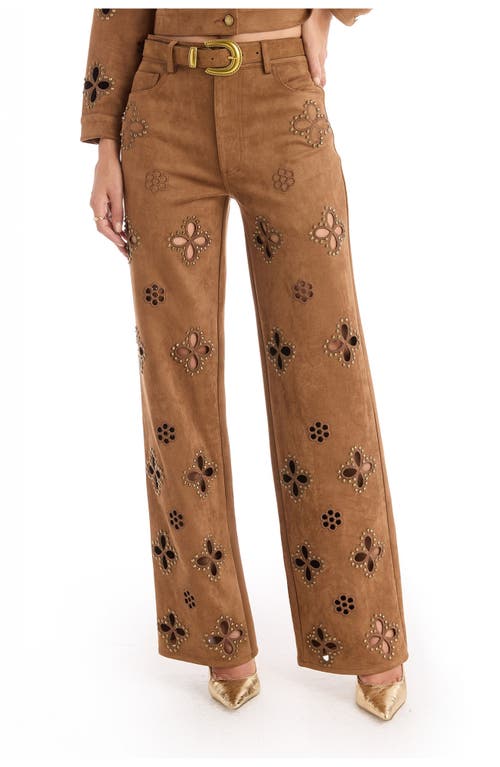 The Noli Shop Kaia Suede High Rise Jean In Brown