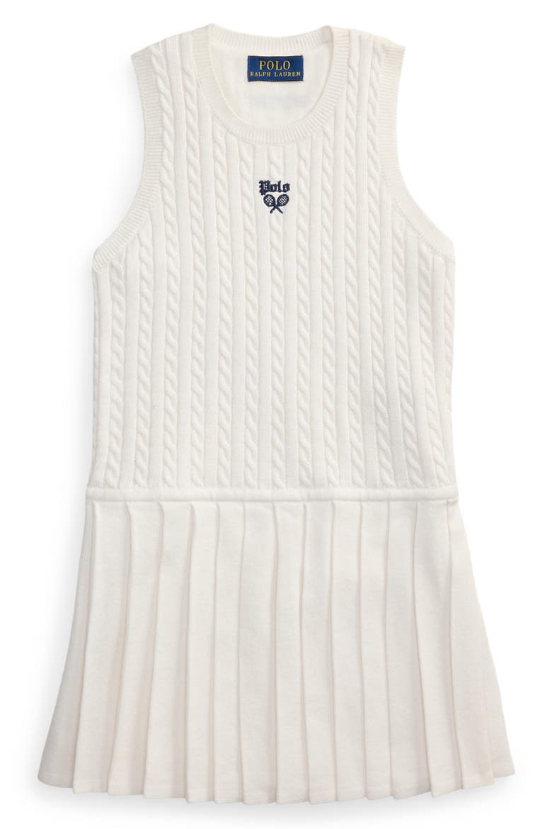 Kids' Cable Sleeveless Sweater Dress, Main, color, CERAMIC WHITE