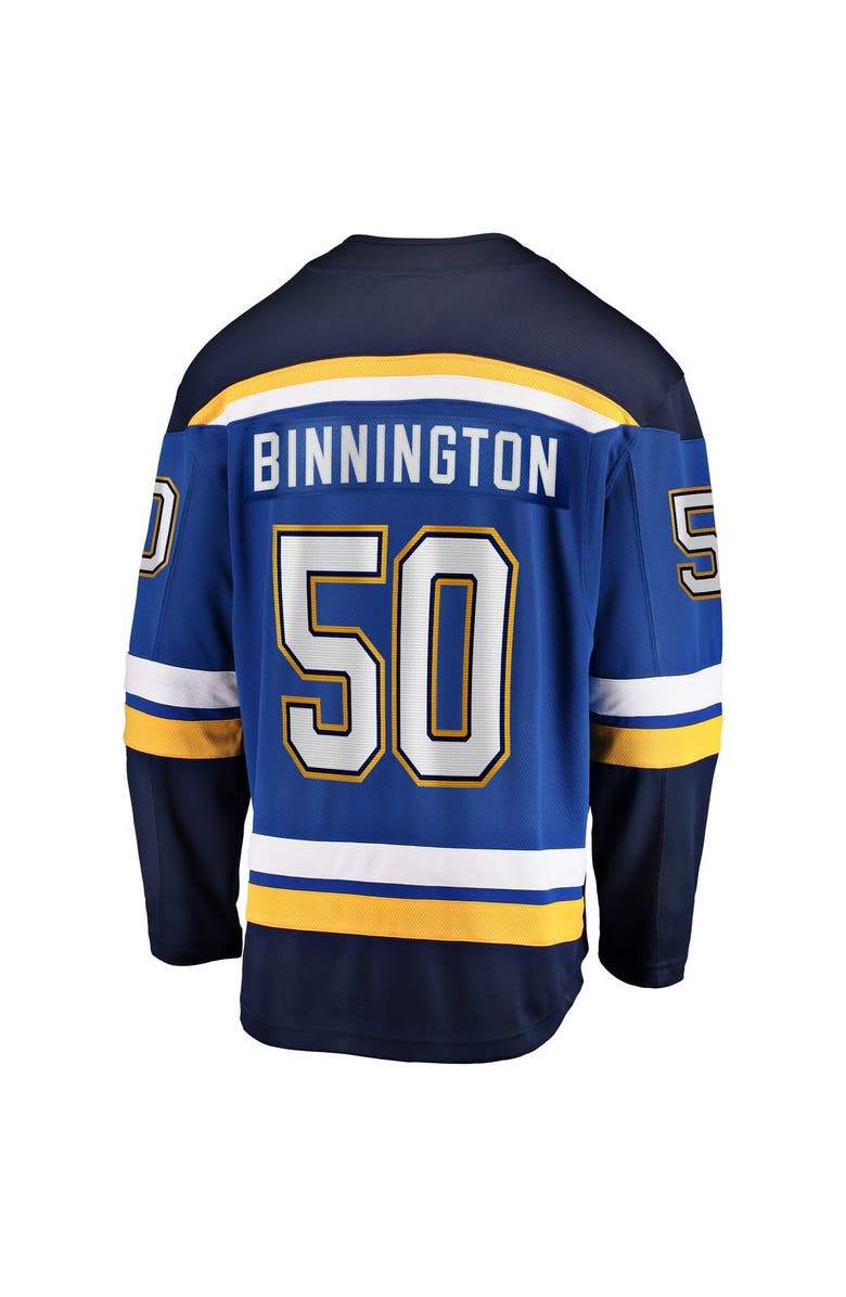 FANATICS Men's Fanatics Jordan Binnington Blue St. Louis Blues Breakaway Home Jersey, Alternate, color, 