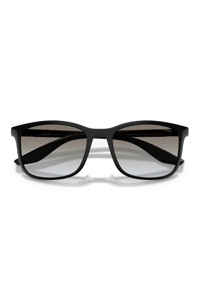 56mm Gradient Pillow Sunglasses, Alternate, color, BLACK