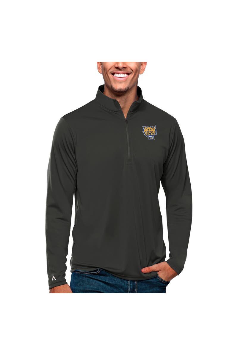 ANTIGUA Men's Antigua Gray Fort Valley State Wildcats Tribute Quarter-Zip Pullover Top, Main, color, 