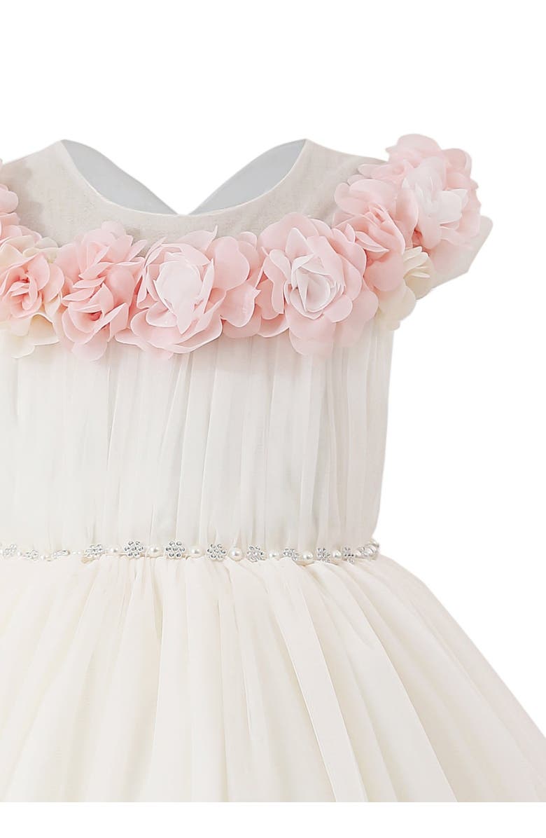 Tulleen Dress with Petal Trim, Alternate, color, White