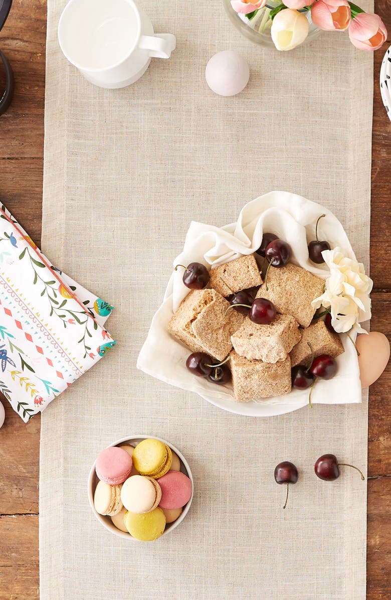 Design Imports Spring Meadow Embroidered Table Runner, Alternate, color, Beige