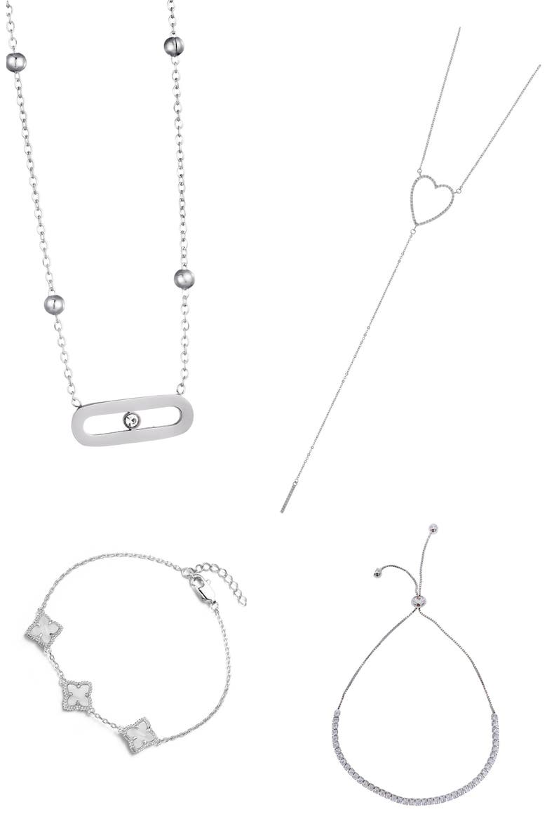 4-Piece Mixed Combo Jewelry Set, Main, color, SILVER