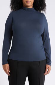 Eileen Fisher Funnel Neck Long Sleeve Top