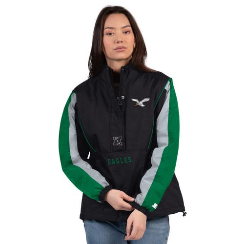 Starter Black/kelly Green Philadelphia Eagles Thursday Night Gridiron Half-zip Jacket