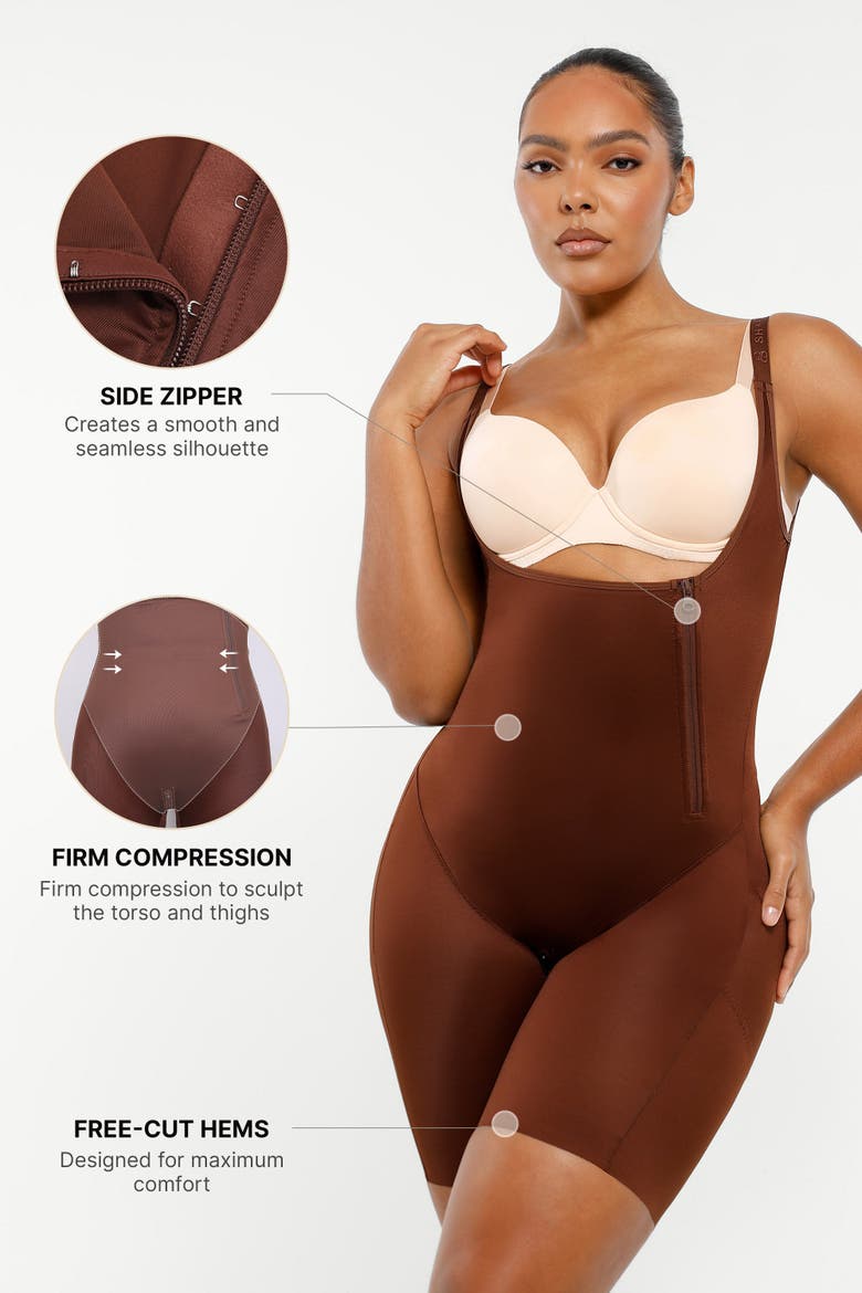 Open Bust Butt-Lifting Full Bodysuit, Alternate, color, Onyx Black