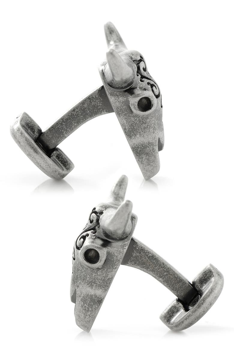 Cufflinks, Inc. Cow Skull Cuff Links, Alternate, color, Silver