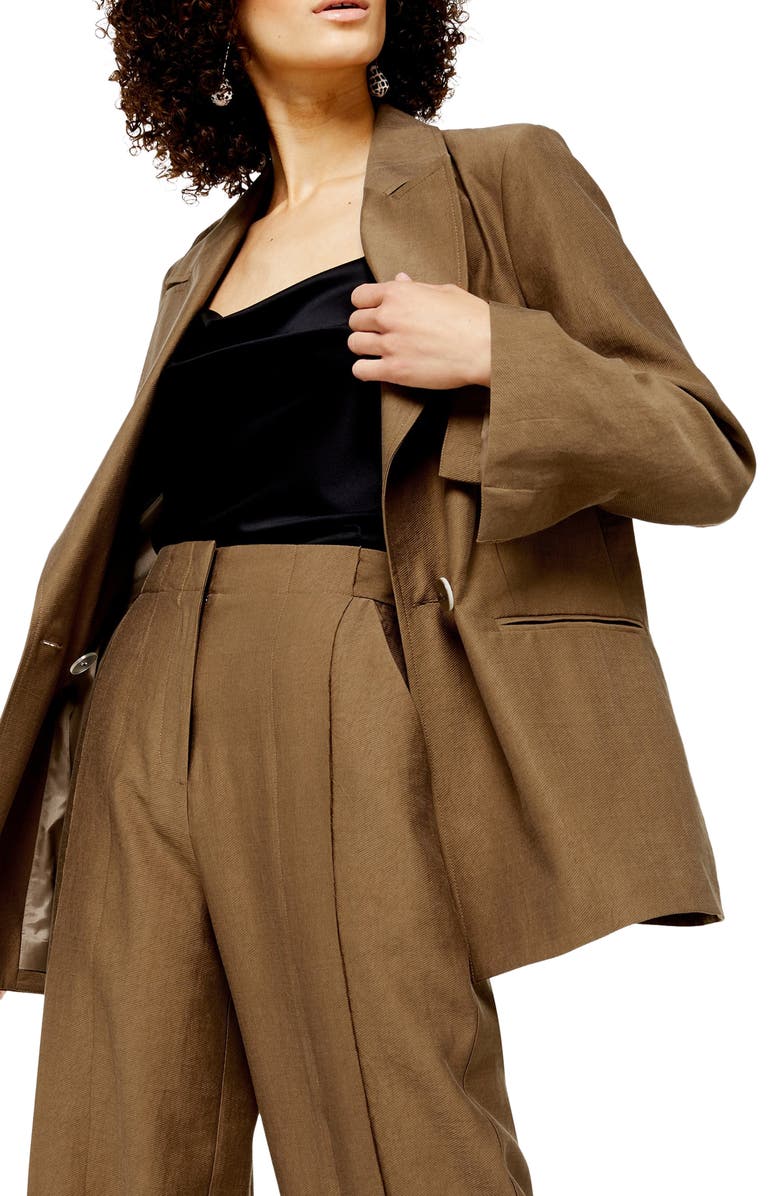 Topshop Raw Hem Wide Leg Trousers, Alternate, color,