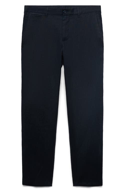 Mango Slim Fit Flat Front Linen Pants In Blue