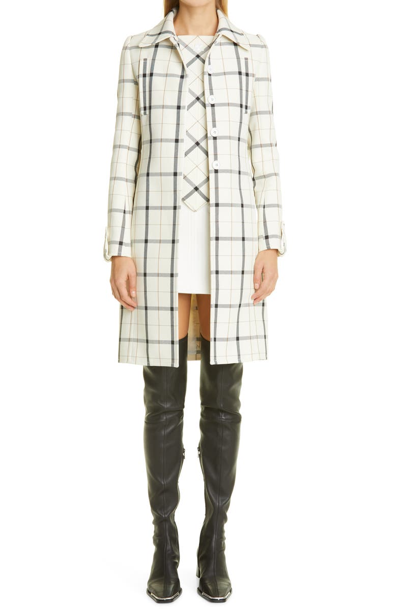Courrèges Check Print Wool Blend Coat, Main, color, 