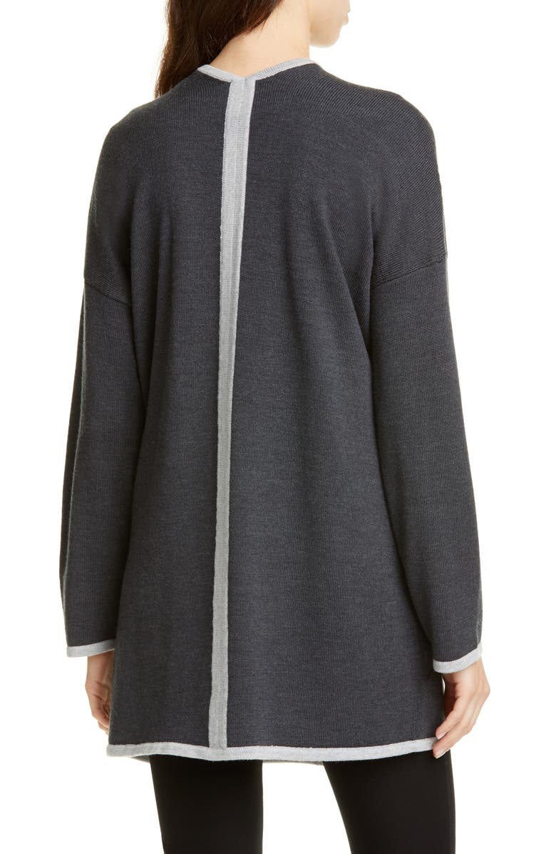 Eileen Fisher Contrast Border Merino Wool Cardigan, Alternate, color,