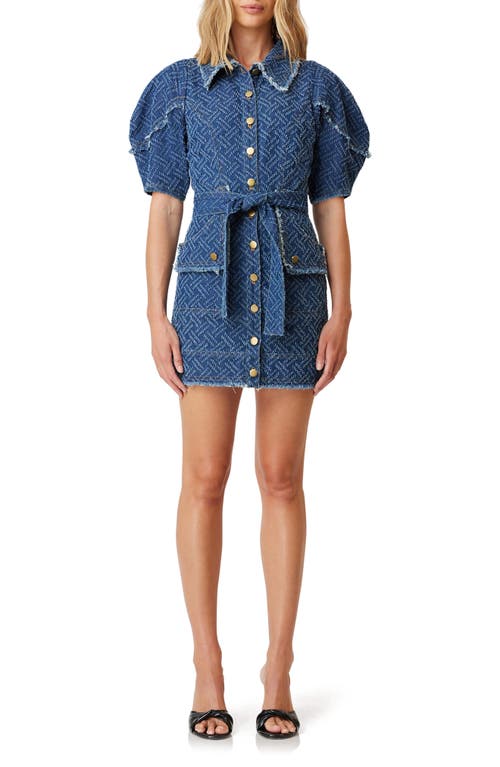 Elliatt Cora Short Sleeve Denim Shirtdress in Navy 