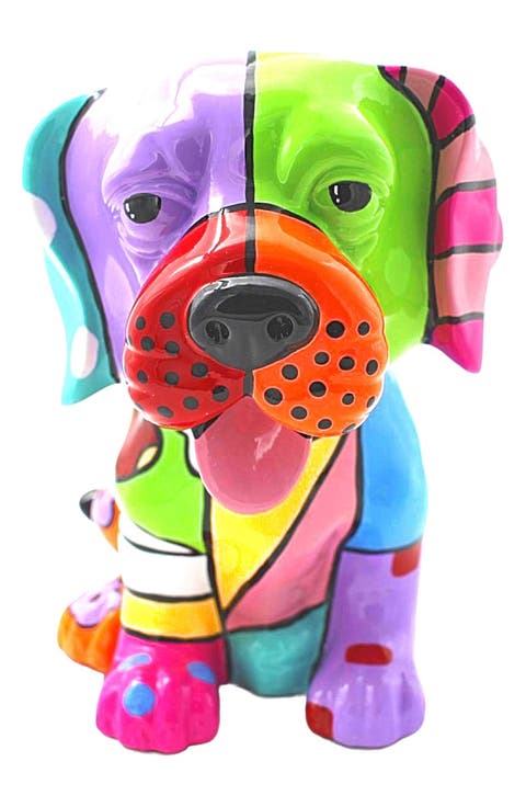 Dollar Sign Pink Tongue Dog Statue
