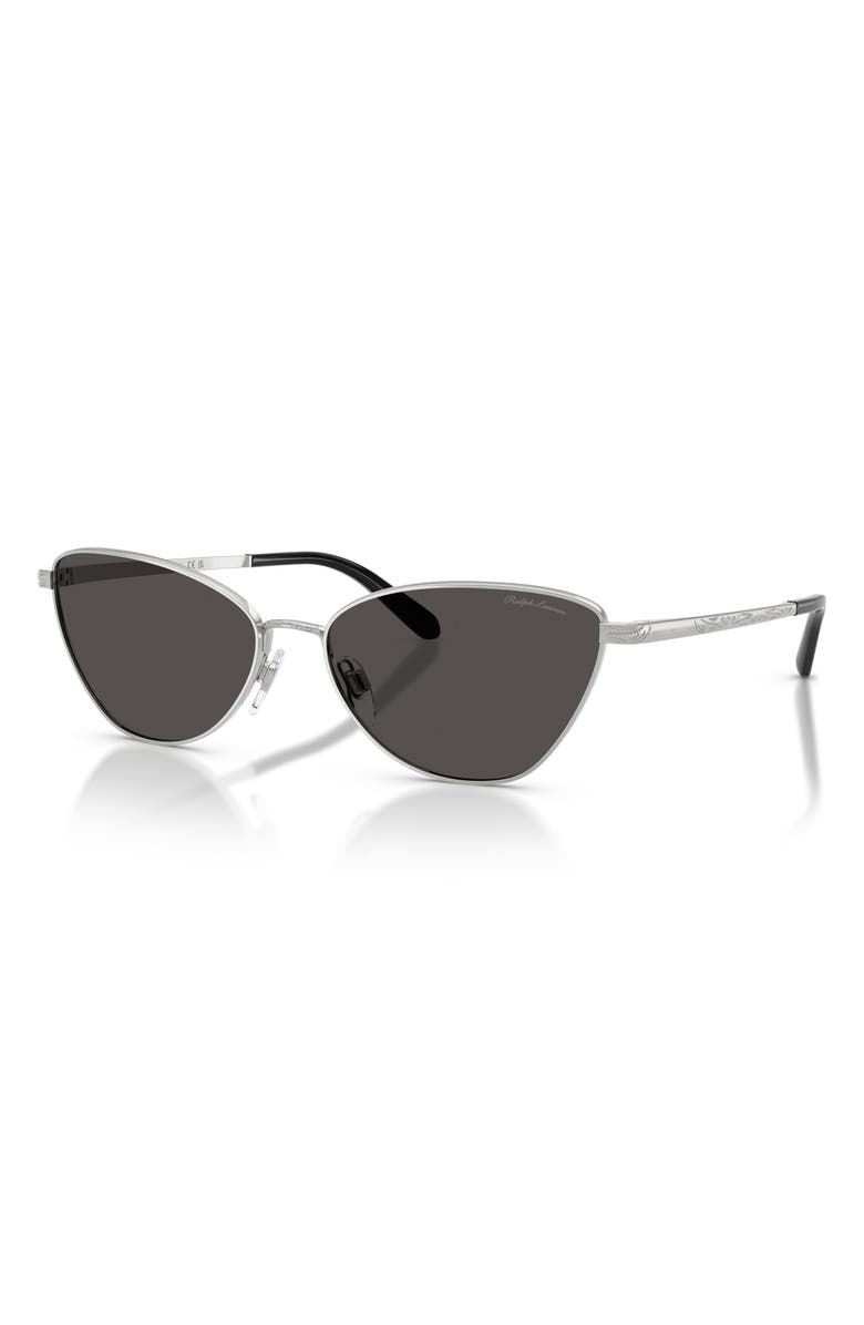 Ralph Lauren 60mm Rectangular Sunglasses, Alternate, color, Shiny Silver / Dark Grey