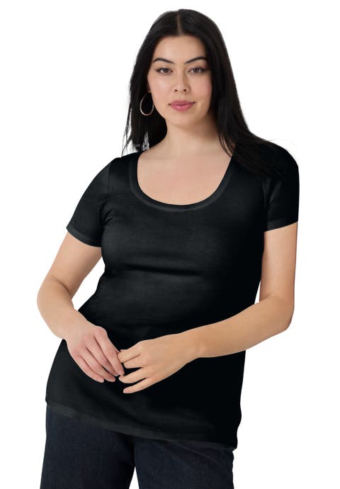 Ribbed Scoopneck Top (Plus Available)