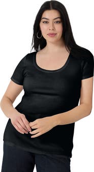 June + Vie Ribbed Scoopneck Top
