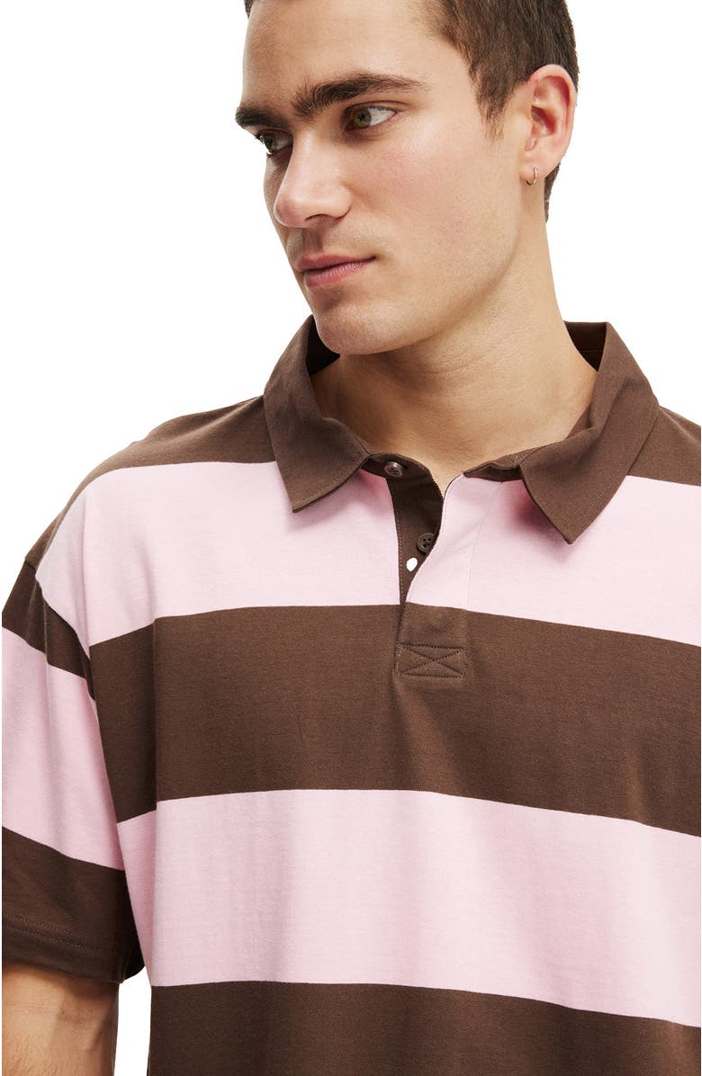 Cotton On Men's Cropped Fit Polo, Alternate, color, Pink Washed Chocolate Bold