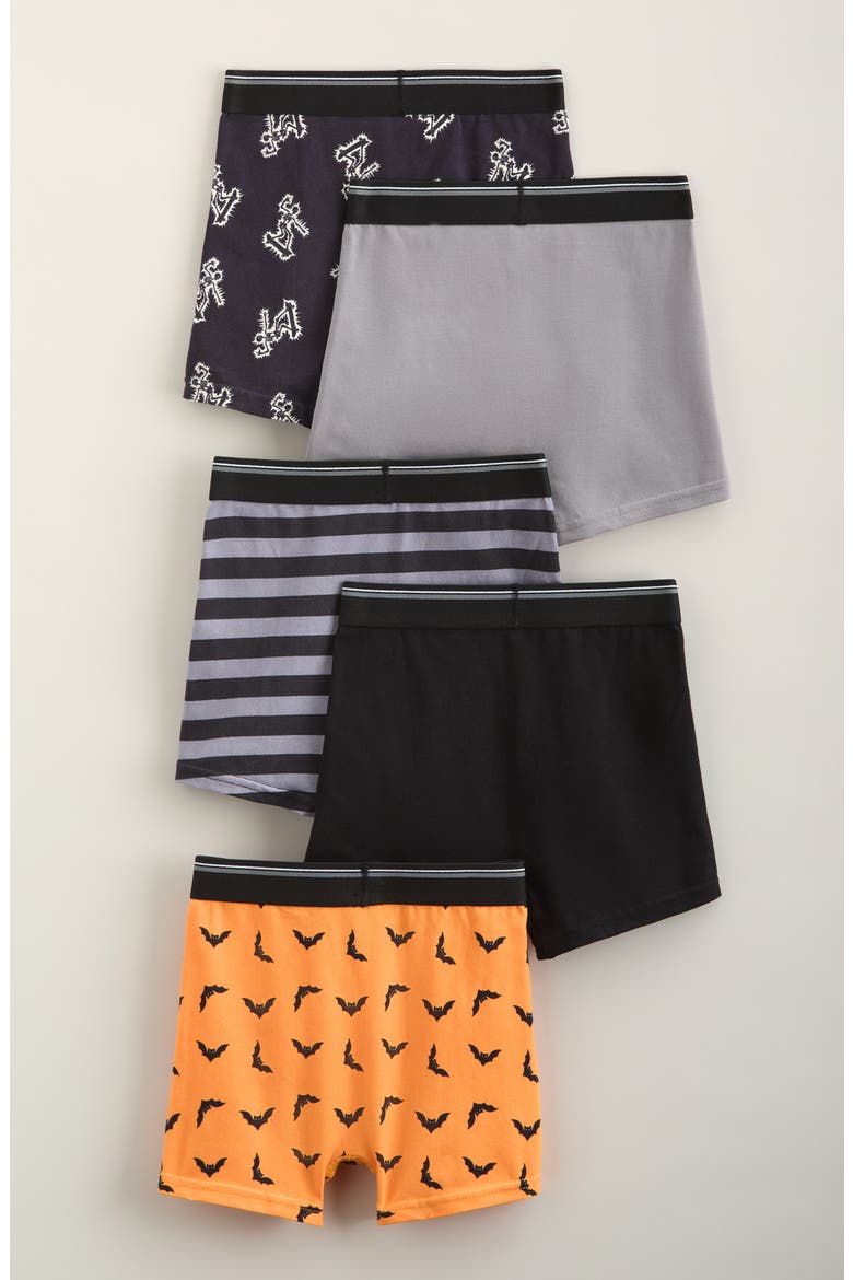 Kids' Assorted 5-Pack Stretch Cotton Boxer Briefs, Alternate, color, ORANGE-BLACK SPOOKY PACK