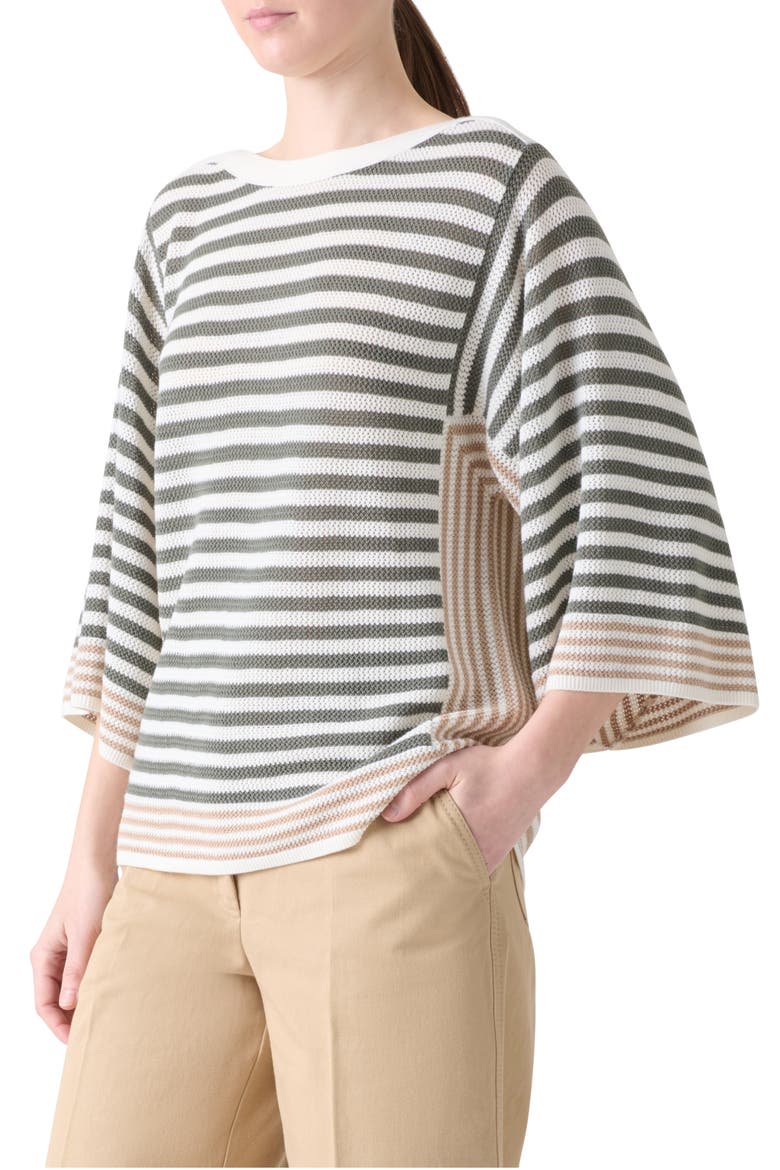 Stripe Virgin Merino Wool Sweater, Alternate, color, CREAM-BEIGE-KHAKI