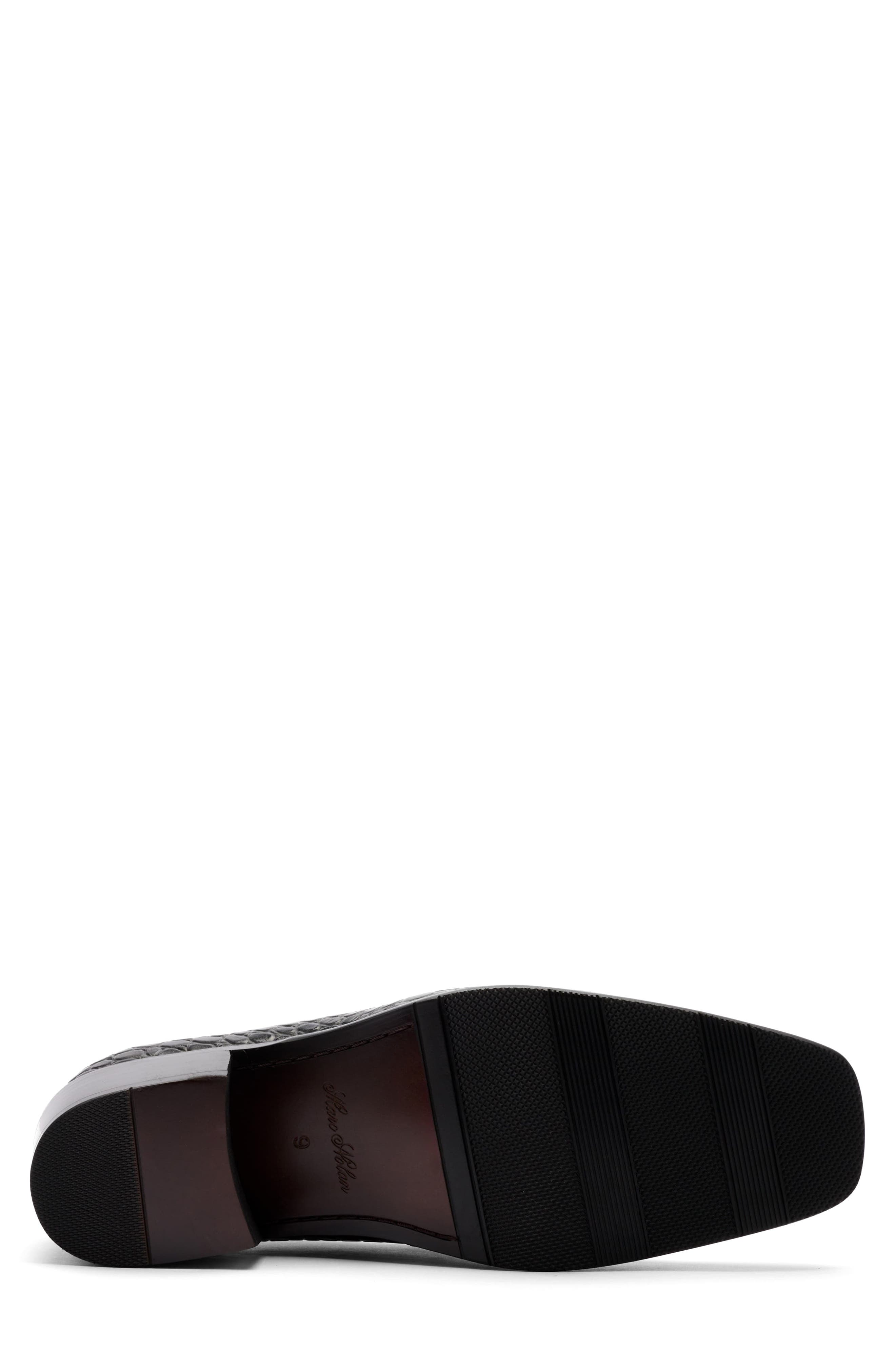 Hugo Croc Embossed Leather Slip On Loafer, Alternate, color, BLACK CROC