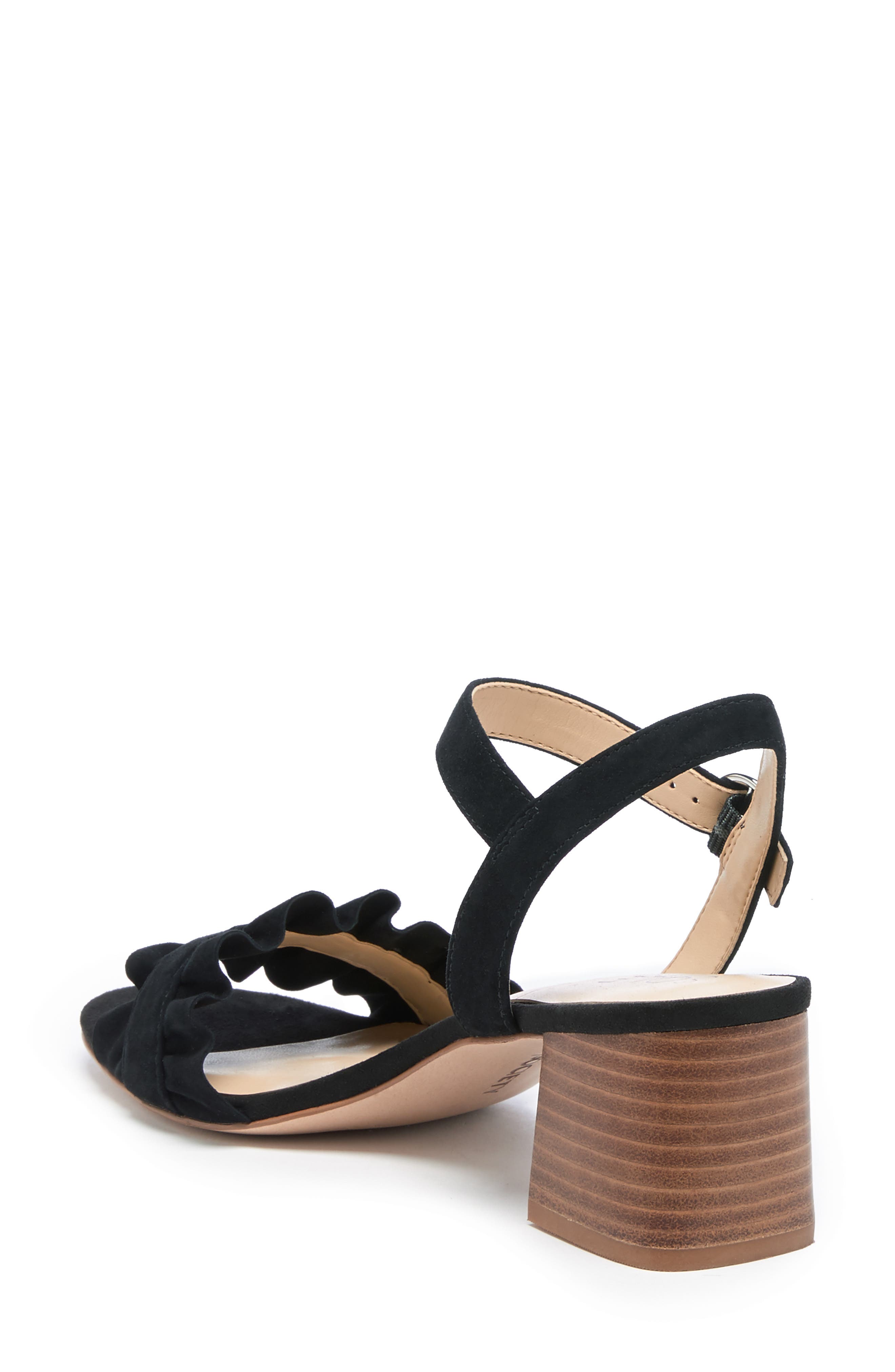 Scyler Ruffle Sandal, Alternate, color, BLACK SUEDE