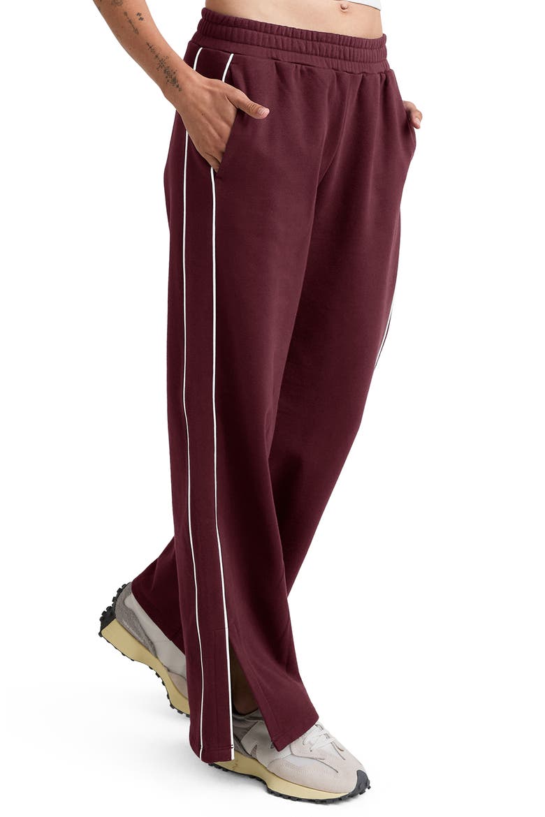 Piper LuxeFleece Side Slit Wide Leg Pants, Alternate, color, DARK CHERRY