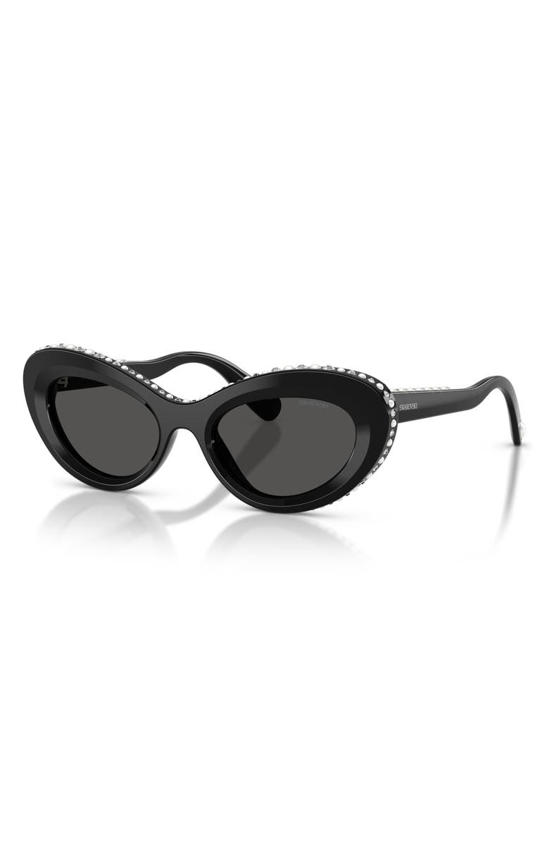 Swarovski 51mm Cat Eye Sunglasses, Alternate, color, Black / Dark Grey