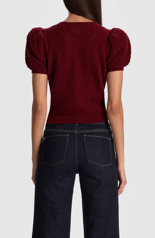 Alice And Olivia Sabine Puff-sleeve Cashmere-blend Sweater In Burgundy