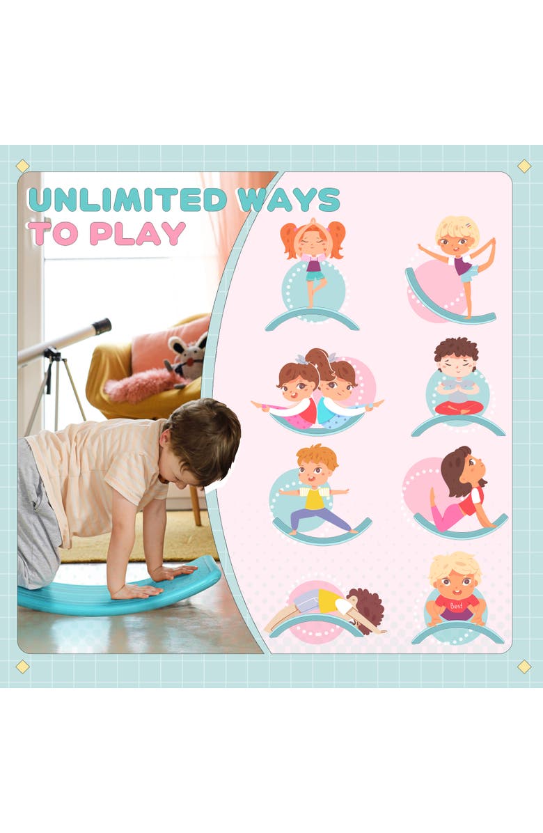 Qaba 32.3" Kids Balance Board, Wobble Board, Alternate, color, Blue