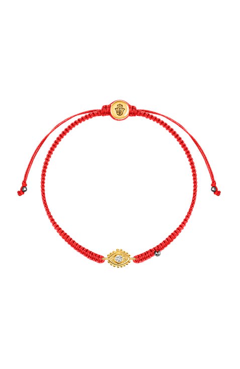 Evil Eye Red String Hematite Gold Plated Adjustable Bracelet Powerful Protection