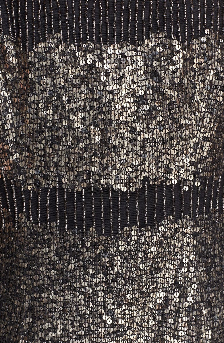 Adrianna Papell Illusion Yoke Beaded Sheath Dress, Alternate, color, 