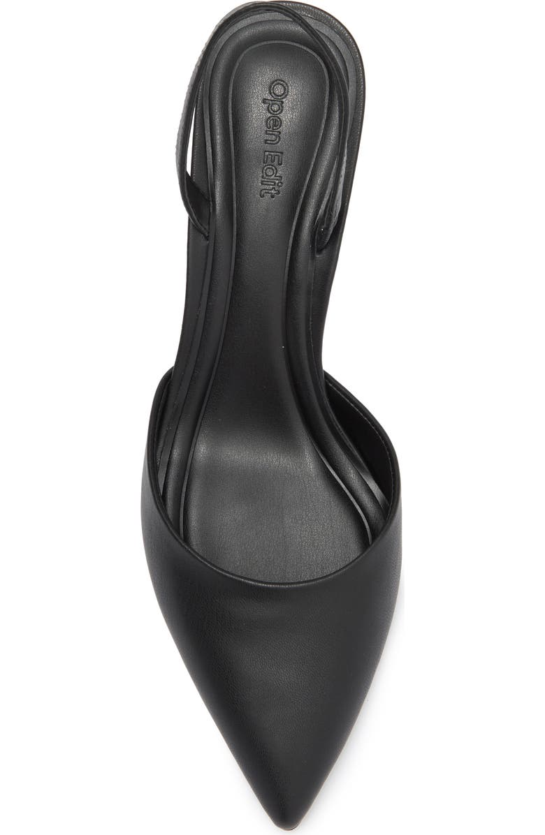 Open Edit Cammie Kitten Heel Slingback Pump, Alternate, color, Black Smooth