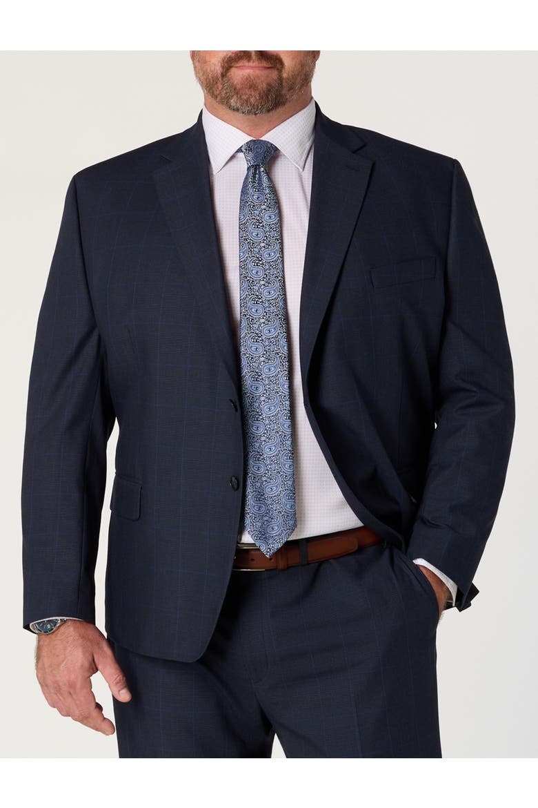 Big & Tall Houndstooth Windowpane Suit Jacket, Main, color, BLUE