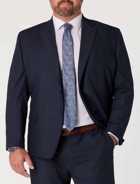 Big & Tall Houndstooth Windowpane Suit Jacket