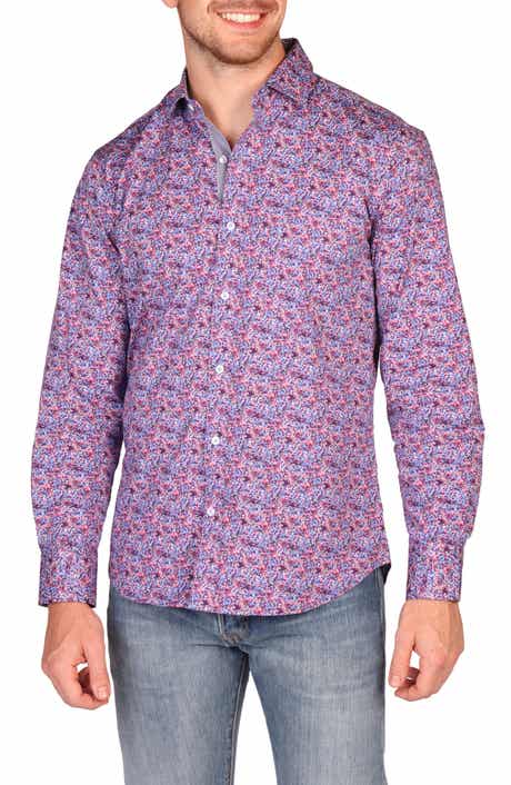 TailorByrd Classic Fit Crimson Floral Button-Down Shirt