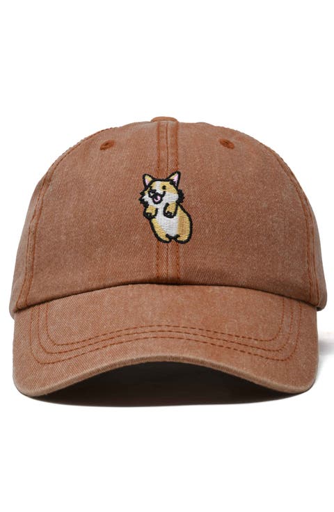 Leaping Corgi Embroidered Cap