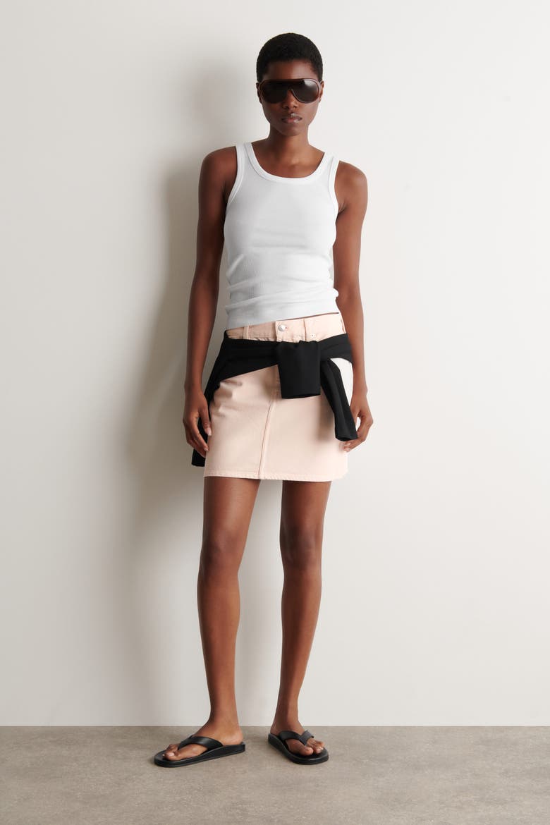 Denim Mini Skirt, Main, color, LIGHT PINK