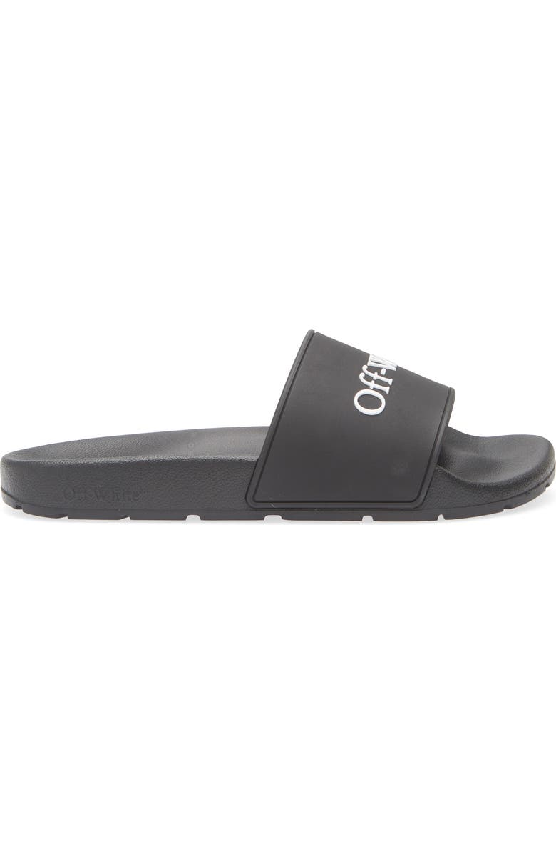 Off-White Bookish Logo Slide Sandal, Alternate, color, Black - White