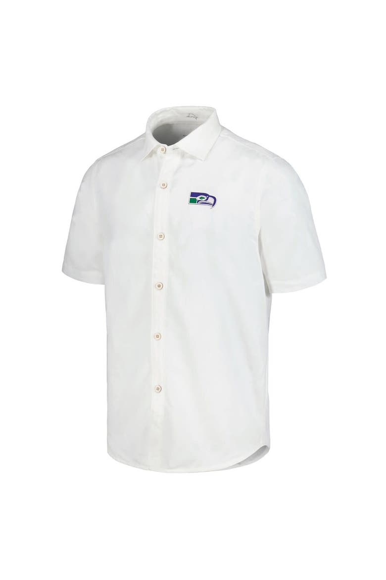 Men's Tommy Bahama White Seattle Seahawks Sport Coconut Point Palm Vista IslandZone Button-Up Camp Shirt, Alternate, color, White