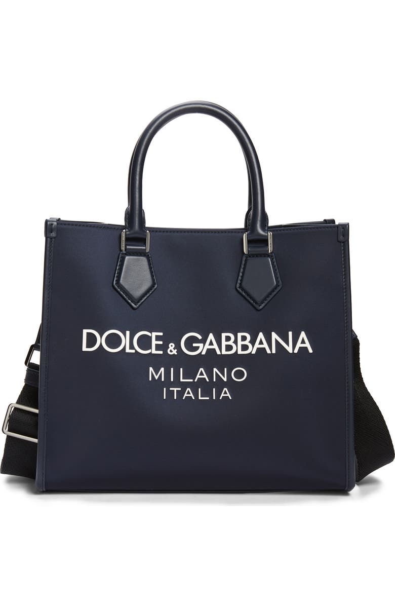 Dolce&Gabbana Large White Logo Nylon Shopper, Main, color,