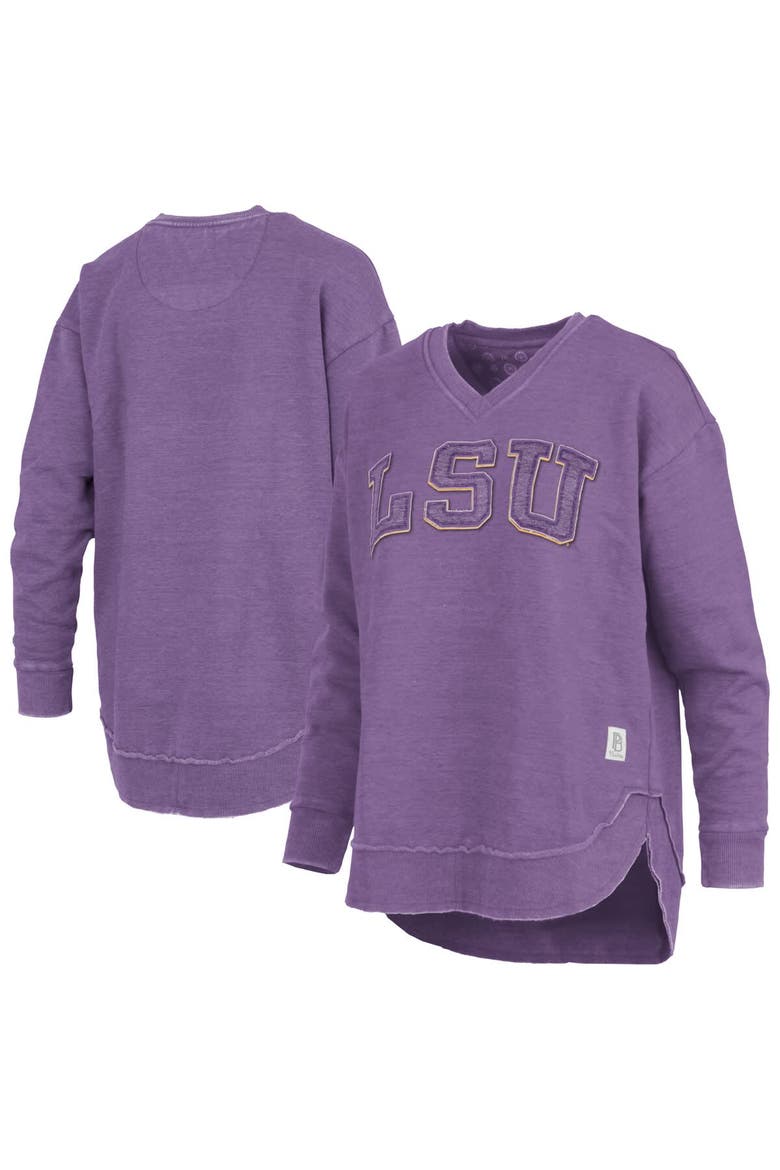 Women's Pressbox Purple LSU Tigers Westin Poncho V-Neck Pullover Sweatshirt, Main, color, Purple
