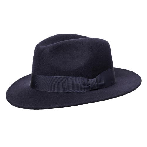 Wigens Wool Fedora With Grosgrain Hatband In Navy