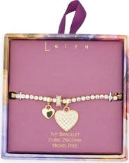 Leith Cubic Zirconia Heart & Rondelle Charm Tennis Bracelet