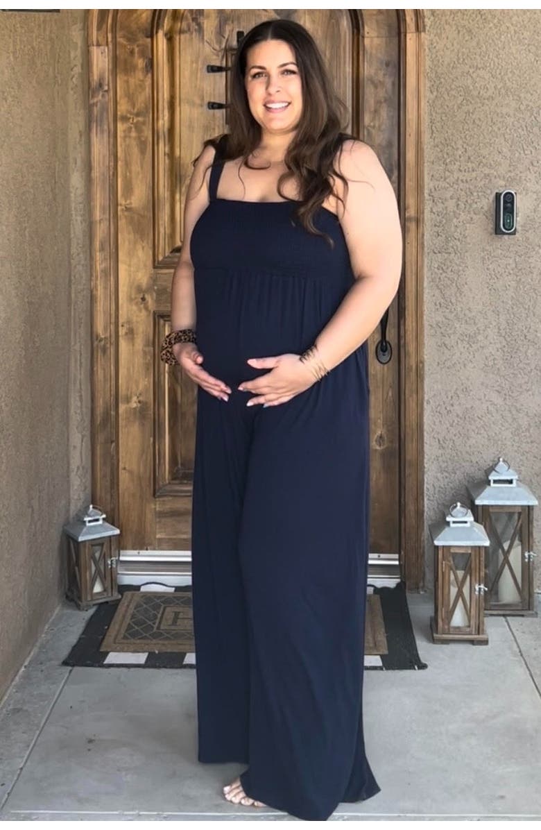 PinkBlush Sleeveless Wide Leg Jumpsuit, Alternate, color, Navy Blue