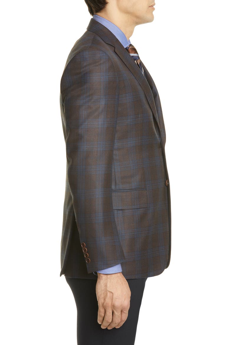 Sienna Soft Classic Fit Plaid Silk & Wool Sport Coat, Alternate, color, BROWN