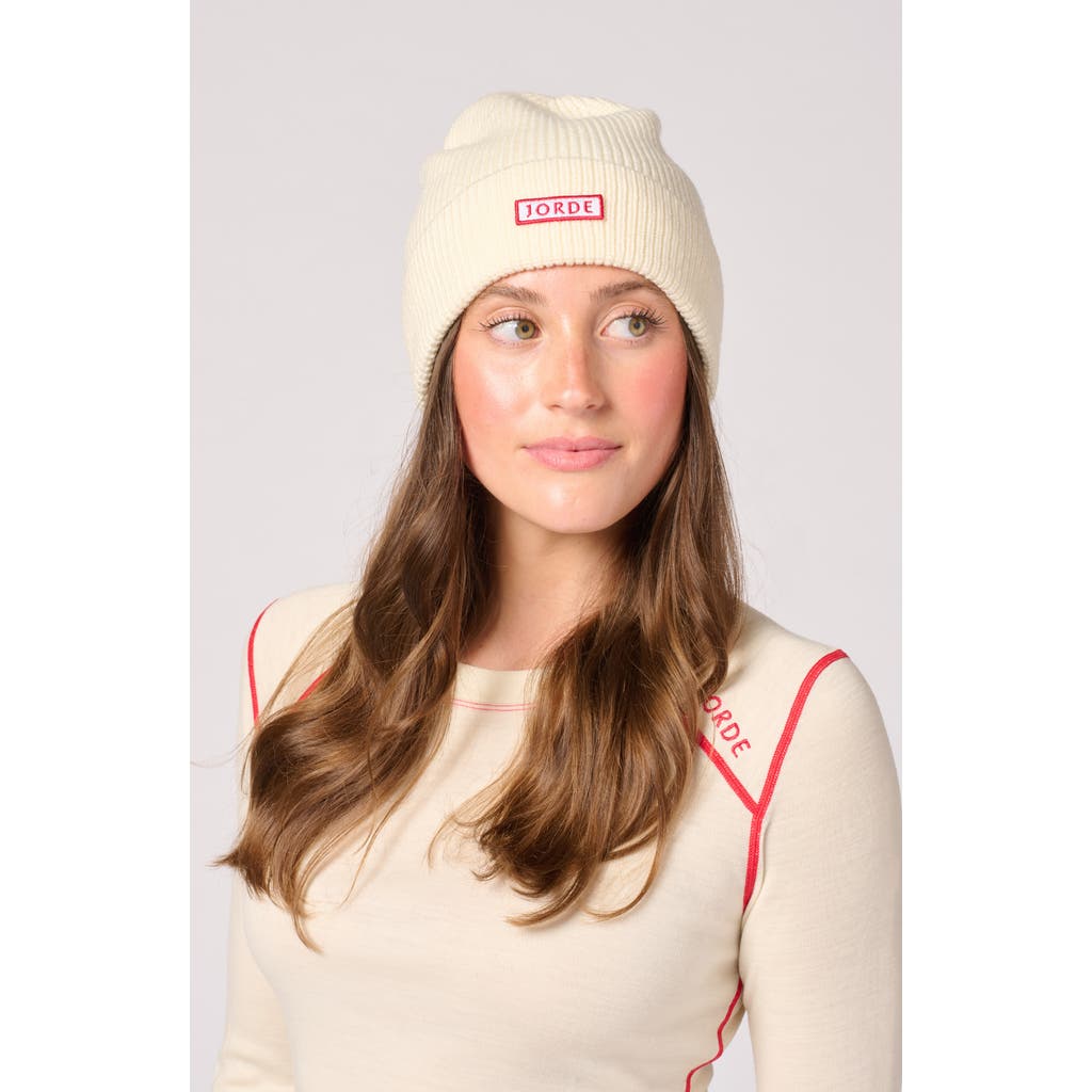 Jorde Tommy Merino Wool Beanie In Neutral