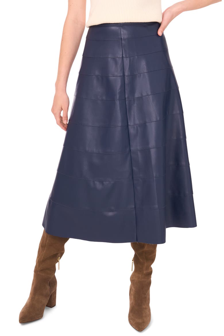 Seamed Faux Leather Skirt, Main, color, MIDNIGHT SKY